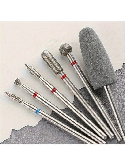 6pcs/Set Rhinestone Nail Files & Bits, Electric Nail Drill Bits For Removing Acrylic Nails,Nail Supplies,Nail Tools,Nail Art Tools,Back To School,Nails,Nail Tools For Press On Nails