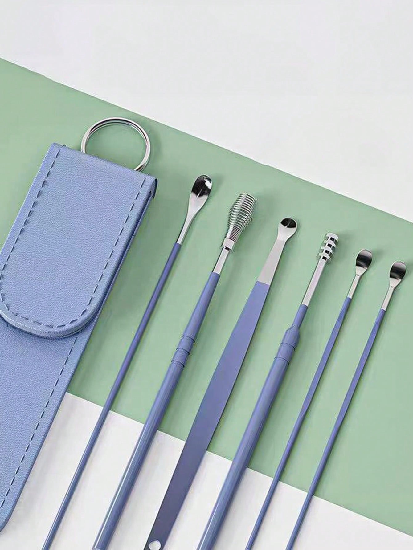 6pcs/Set Stainless Steel Double-Ended Spiral Ear Wax Removal Spoons, Ear Cleaning Tools For Home Use,School,Back To School,Travel,Travel Essentials,Home Essentials,Ear Cleaner