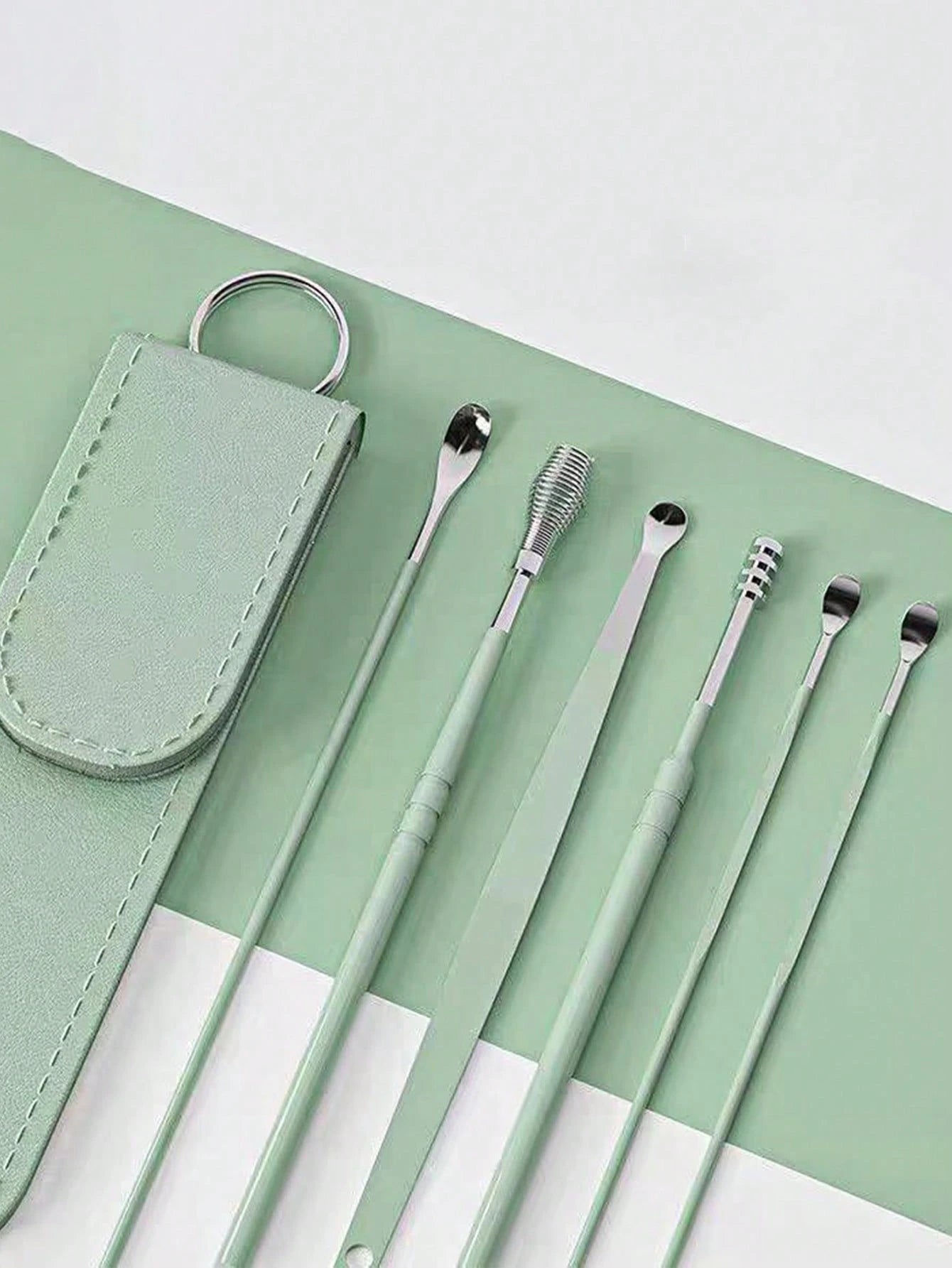 6pcs/Set Stainless Steel Double-Ended Spiral Ear Wax Removal Spoons, Ear Cleaning Tools For Home Use,School,Back To School,Travel,Travel Essentials,Home Essentials,Ear Cleaner
