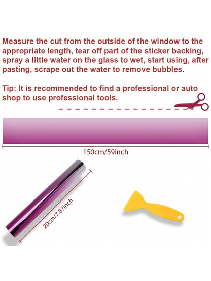 7.87x59.06 Inch PVC Gradient Sunshade Film, Suitable For Car Windshield, Self-Adhesive UV Protection, Eye-, Anti-Glare, Anti-Explosion, Waterproof And Scratch-Resistant Vinyl Wrap, Universal Fit, Brea