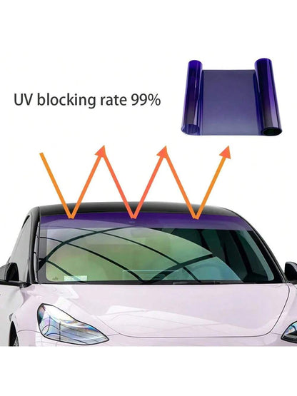 7.87x59.06 Inch PVC Gradient Sunshade Film, Suitable For Car Windshield, Self-Adhesive UV Protection, Eye-, Anti-Glare, Anti-Explosion, Waterproof And Scratch-Resistant Vinyl Wrap, Universal Fit, Brea
