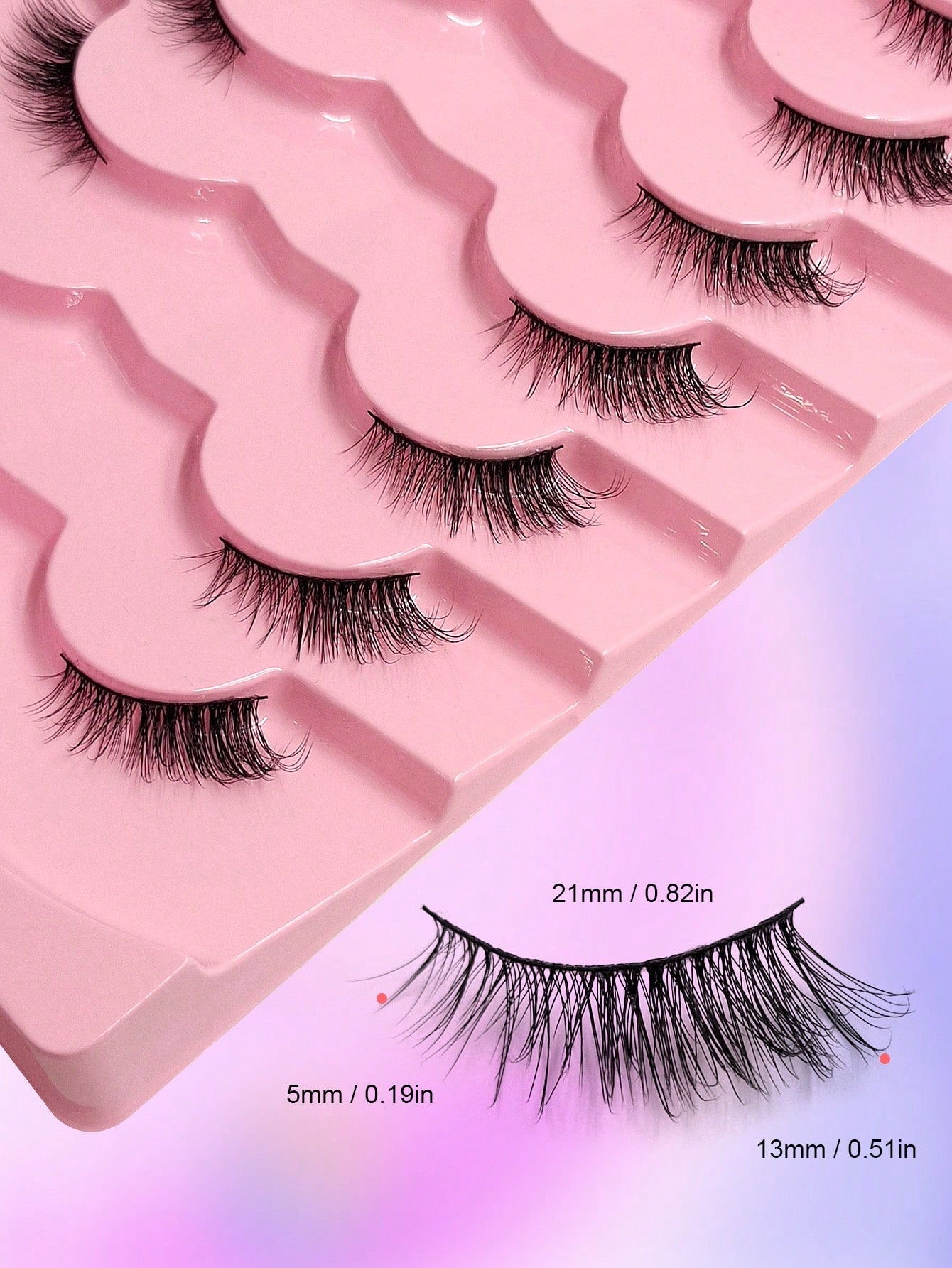 7 Pairs Asiteo Natural Fluffy Eyelashes, Cat Eye Lashes, Elongated Lash Tips, Daily Wear, Strip Fake Eyelashes