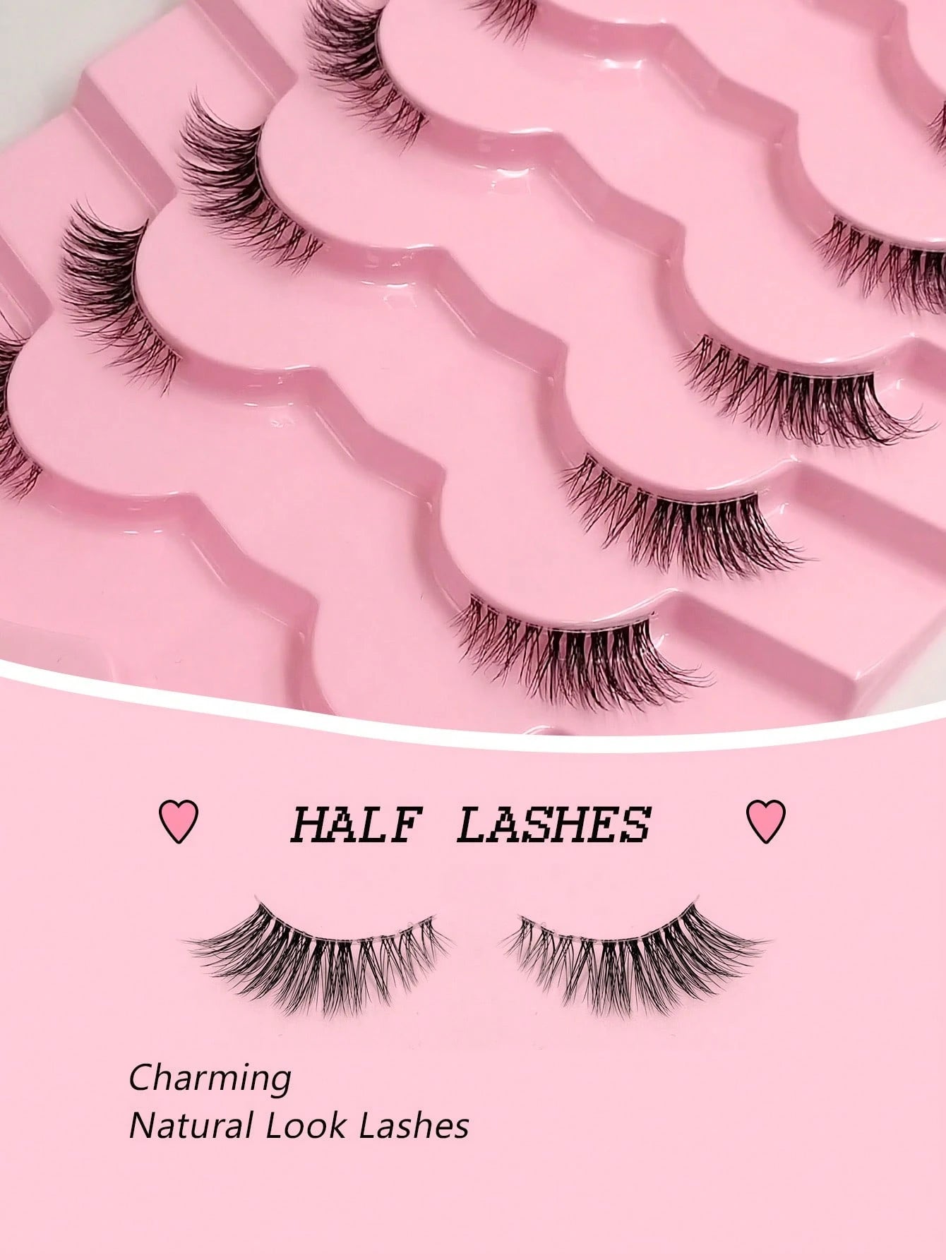 7 Pairs Asiteo Natural Fluffy Eyelashes, Cat Eye Lashes, Elongated Lash Tips, Daily Wear, Strip Fake Eyelashes