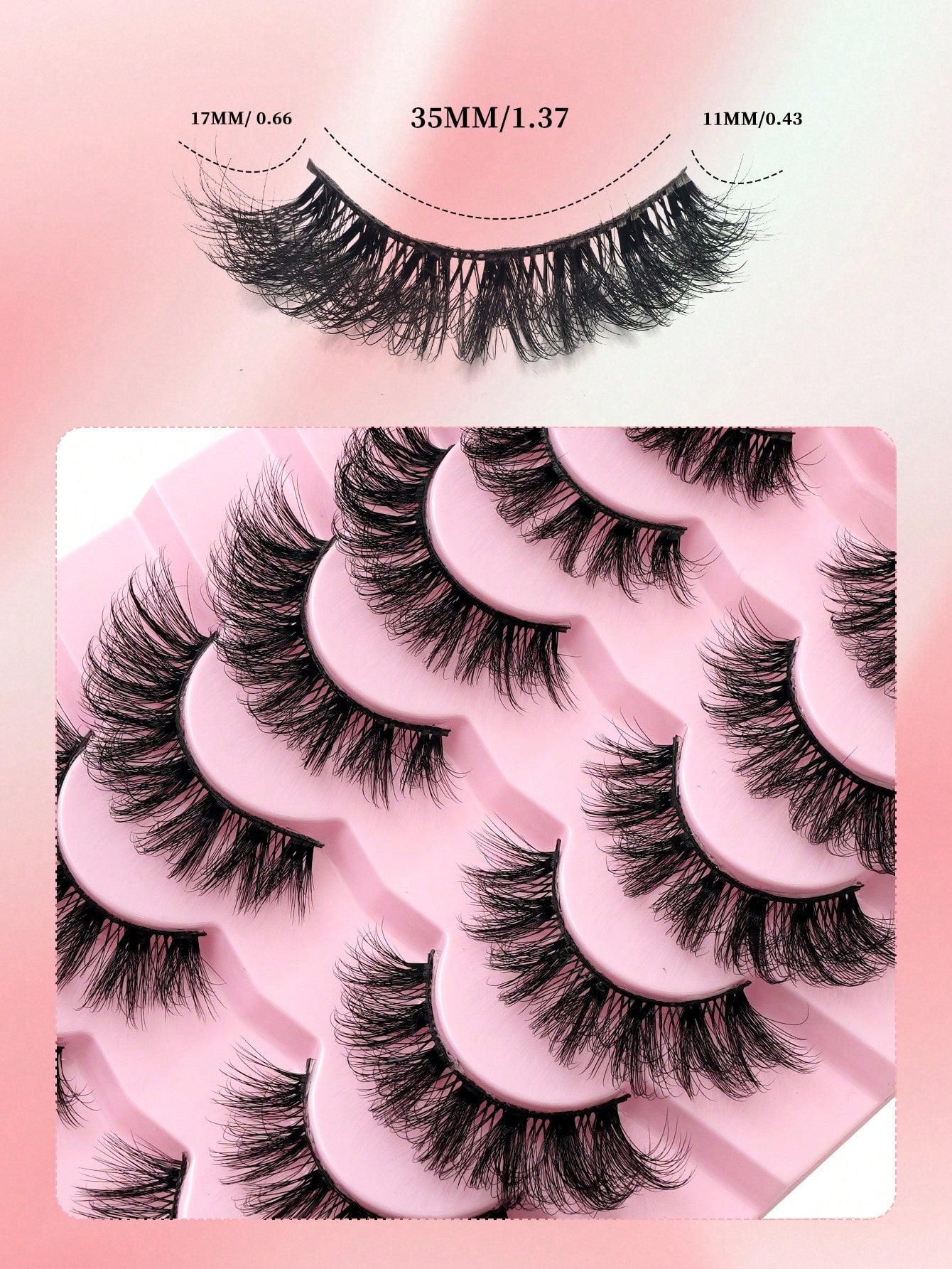 7 Pairs Of D-Curl Thick & Fluffy Russian Style Natural Lashes, Classic Cat Eye Mink Lashes, Cross Fiber 5D Thick & Long False Eyelashes, Soft & Natural For Creating Natural Makeup Look