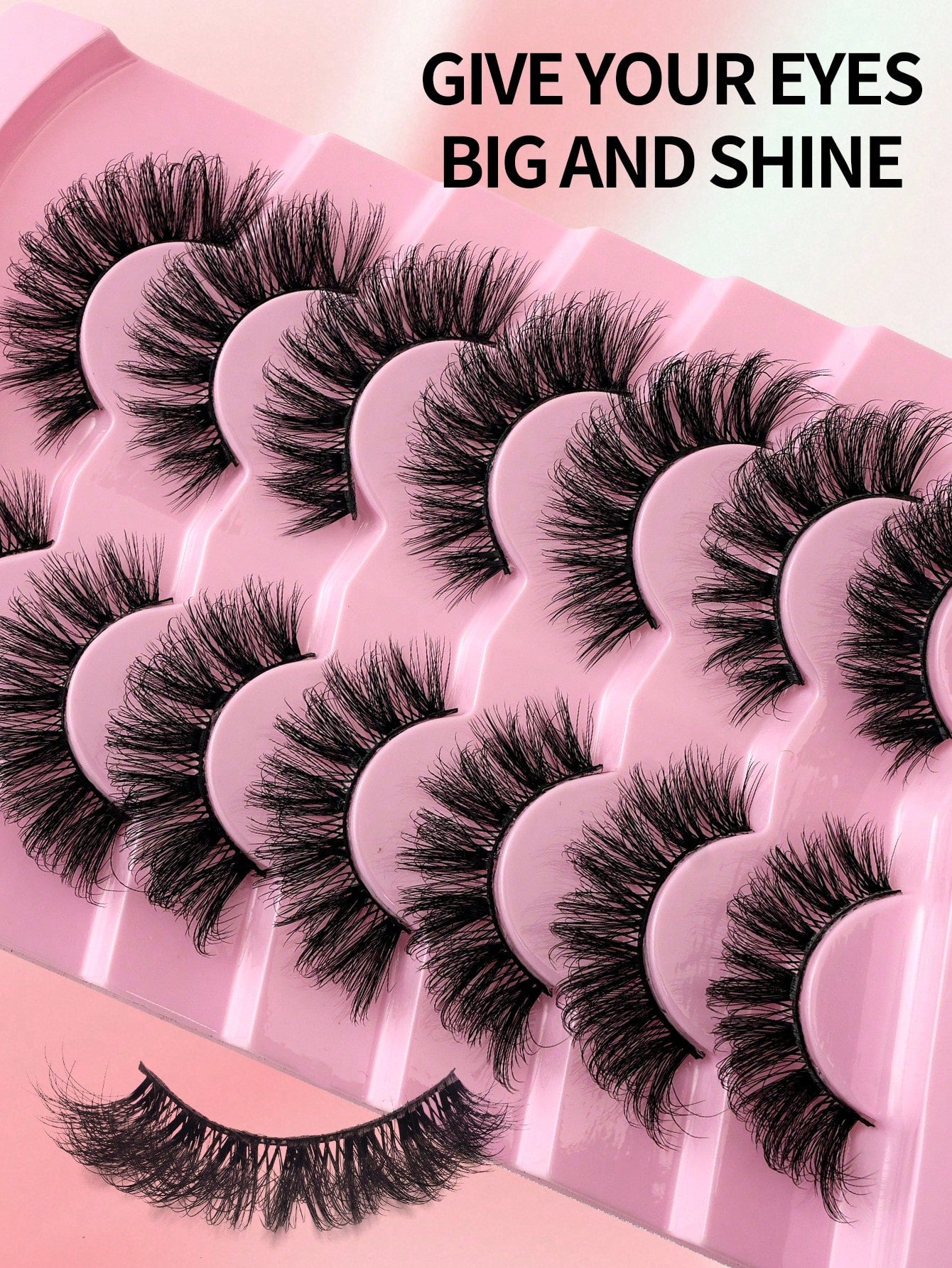 7 Pairs Of D-Curl Thick & Fluffy Russian Style Natural Lashes, Classic Cat Eye Mink Lashes, Cross Fiber 5D Thick & Long False Eyelashes, Soft & Natural For Creating Natural Makeup Look