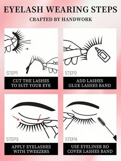 7 Pairs Of D-Curl Thick & Fluffy Russian Style Natural Lashes, Classic Cat Eye Mink Lashes, Cross Fiber 5D Thick & Long False Eyelashes, Soft & Natural For Creating Natural Makeup Look