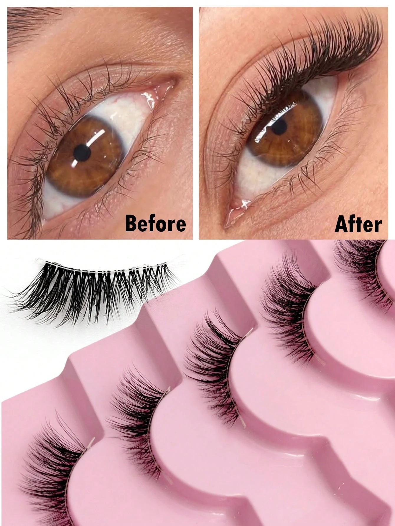 7 Pairs Of Natural Half Eye False Eyelashes, Cat Eye Effect Fluffy Eyelashes Transparent Strip Natural Long 3D Fluffy False Eyelashes Suitable For Role Playing