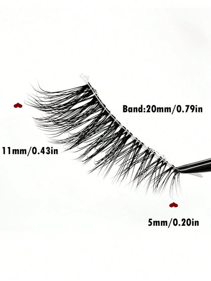 7 Pairs Of Natural Half Eye False Eyelashes, Cat Eye Effect Fluffy Eyelashes Transparent Strip Natural Long 3D Fluffy False Eyelashes Suitable For Role Playing
