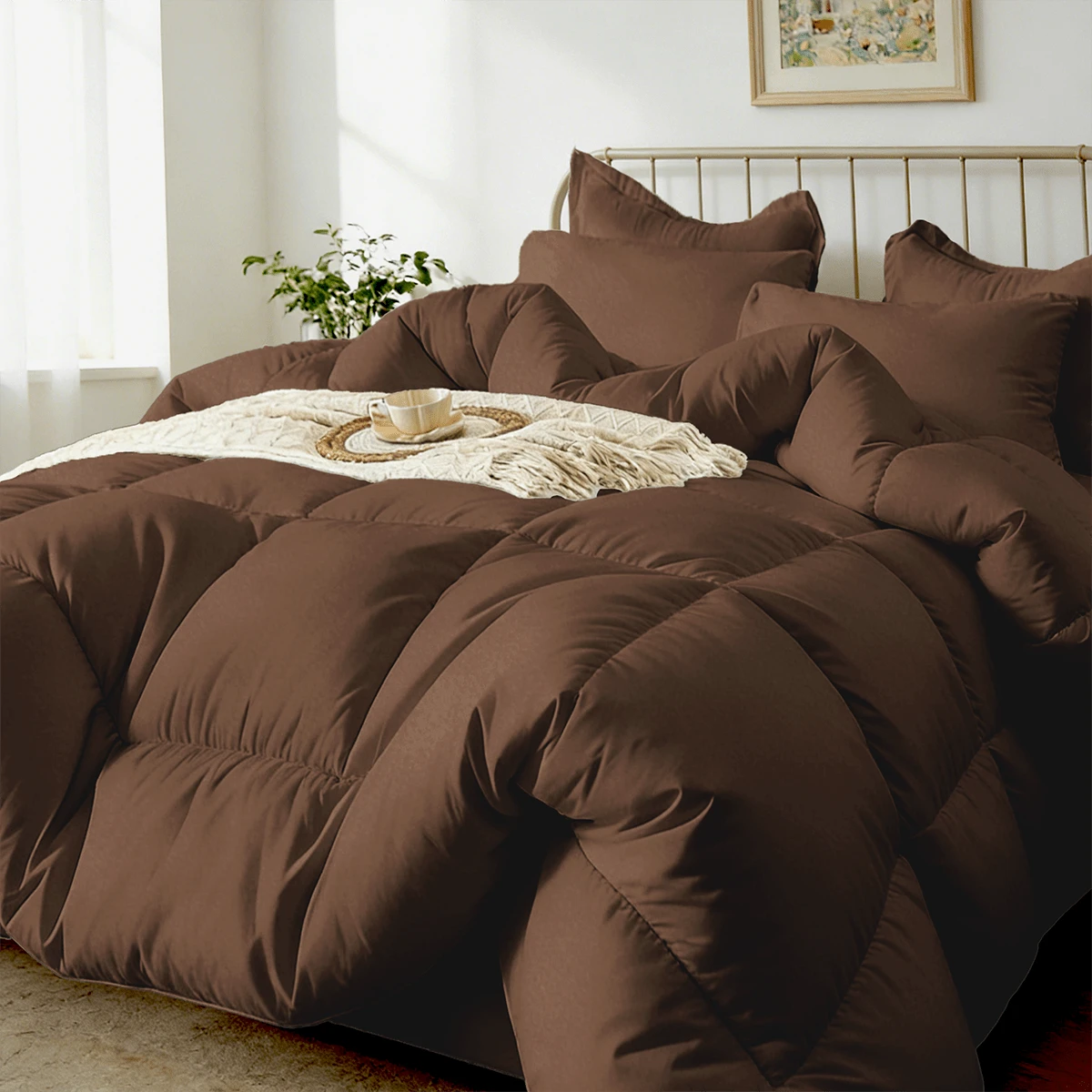 7-Pcs Or 5-Pcs Soft And Breathable Checkered Comforter Sets Queen, As A Family Gift. Includes Fitted Sheet, Flat Sheet, Pillowcase And Comforter, Bed In A Bag, A Luxurious Bedding Set, Machine Washabl