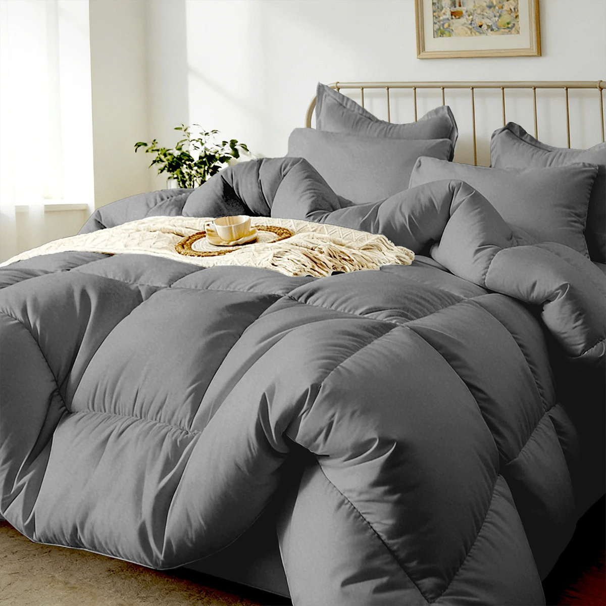 7-Pcs Or 5-Pcs Soft And Breathable Checkered Comforter Sets Queen, As A Family Gift. Includes Fitted Sheet, Flat Sheet, Pillowcase And Comforter, Bed In A Bag, A Luxurious Bedding Set, Machine Washabl