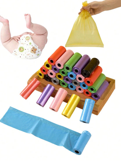 75pcs/5rolls Diaper Trash Bags, Solid Color, Convenient For Outdoor Stroller, Car, Living Room, Bathroom Baby Care, Baby Stroller Hanging, Christmas Stocking Gift For Kids