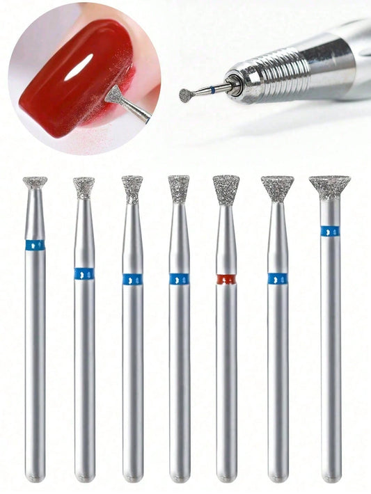 7PCS Diamond Nail Drill Bits For Manicure Electric Nail Accessory Pedicure Machine Nail Polishing File Gel Remover Tool,Pedicure Manicure Files Cuticle Burr Nail Tools Accessories
