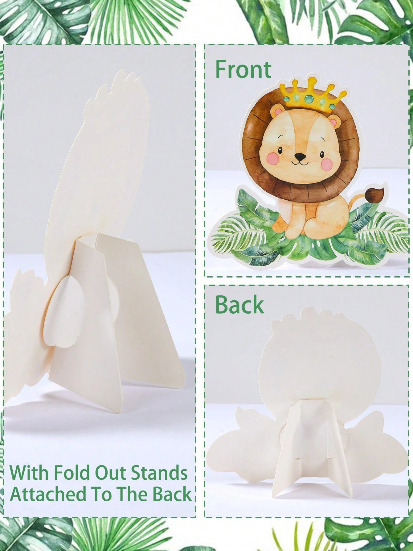 7pcs Jungle Animals Table Centerpieces,Birthday Decoration,Cute Cartoon Animals Paper Ornament,Animals Themed Birthday Party Decoration,Kids'room Decor & Playroom Accents,Photo Booth Props & Party Tab