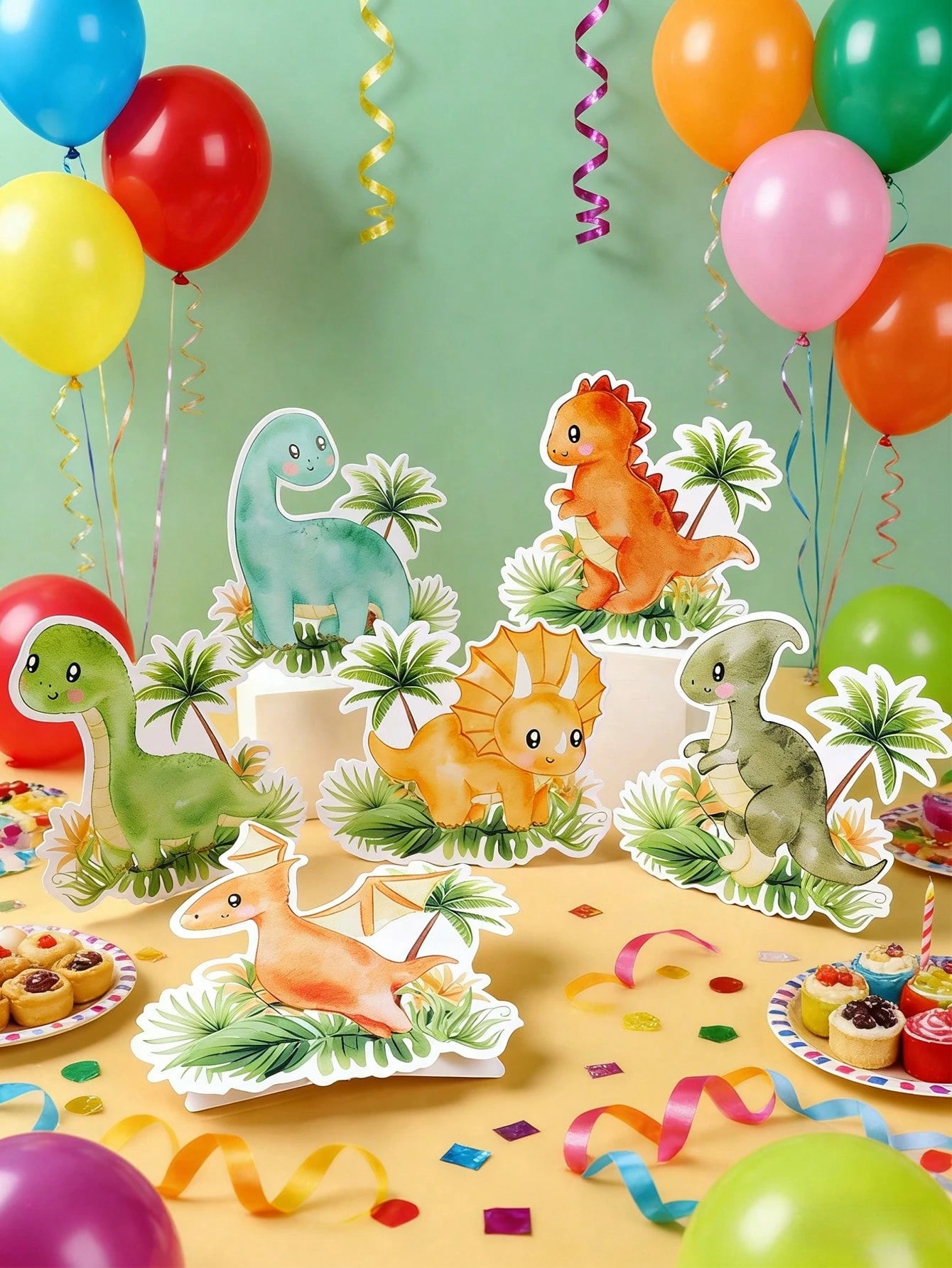 7pcs Jungle Animals Table Centerpieces,Birthday Decoration,Cute Cartoon Animals Paper Ornament,Animals Themed Birthday Party Decoration,Kids'room Decor & Playroom Accents,Photo Booth Props & Party Tab