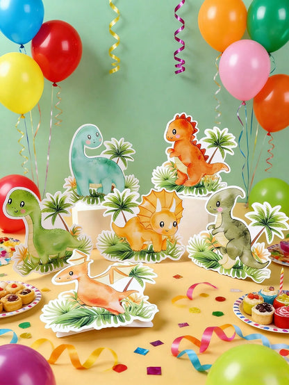 7pcs Jungle Animals Table Centerpieces,Birthday Decoration,Cute Cartoon Animals Paper Ornament,Animals Themed Birthday Party Decoration,Kids'room Decor & Playroom Accents,Photo Booth Props & Party Tab