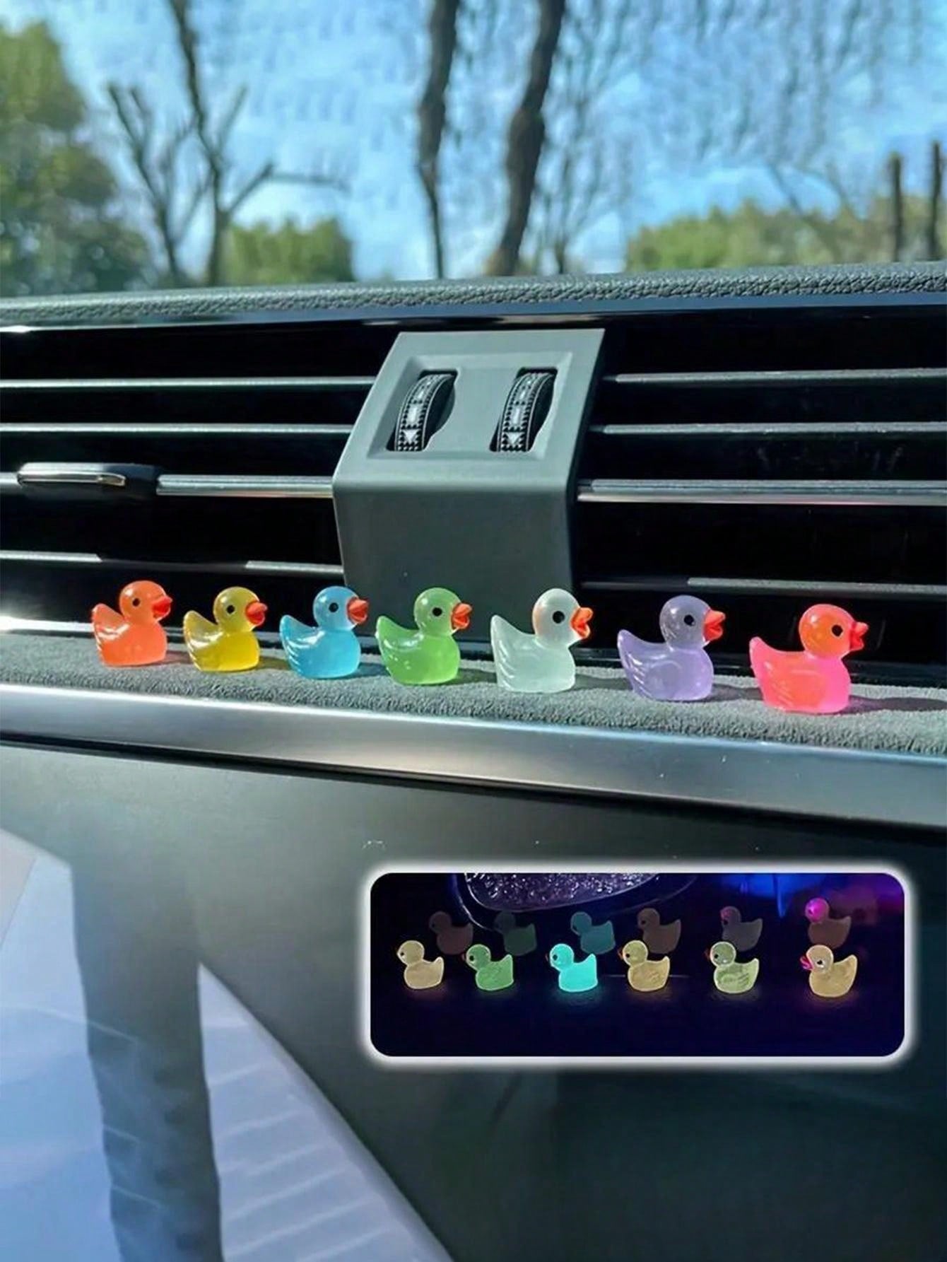 7pcs Luminous Duck Shaped Car Ornament