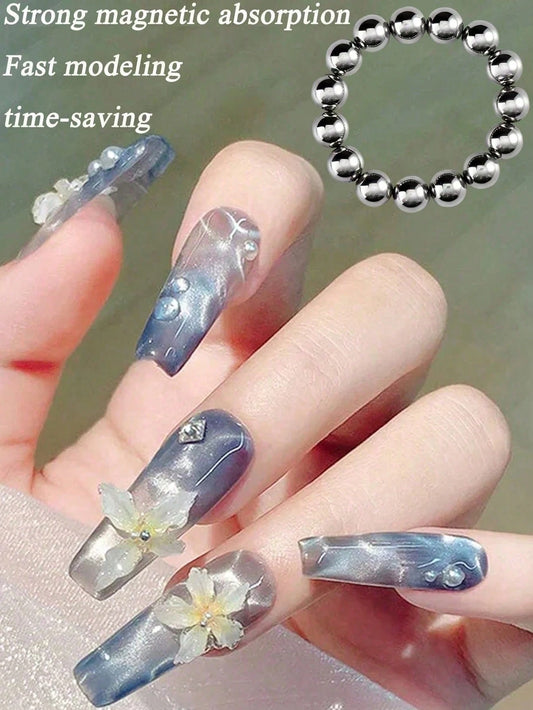 7pcs Round Cat Eye Nail Art Magnets, Detachable Cylindrical Nail Art Beads Magnets, For Creating Snowflake And Water Ripple Nail Art Effects, Professional Adult Salon Nail Art DIY Tools, Suitable For