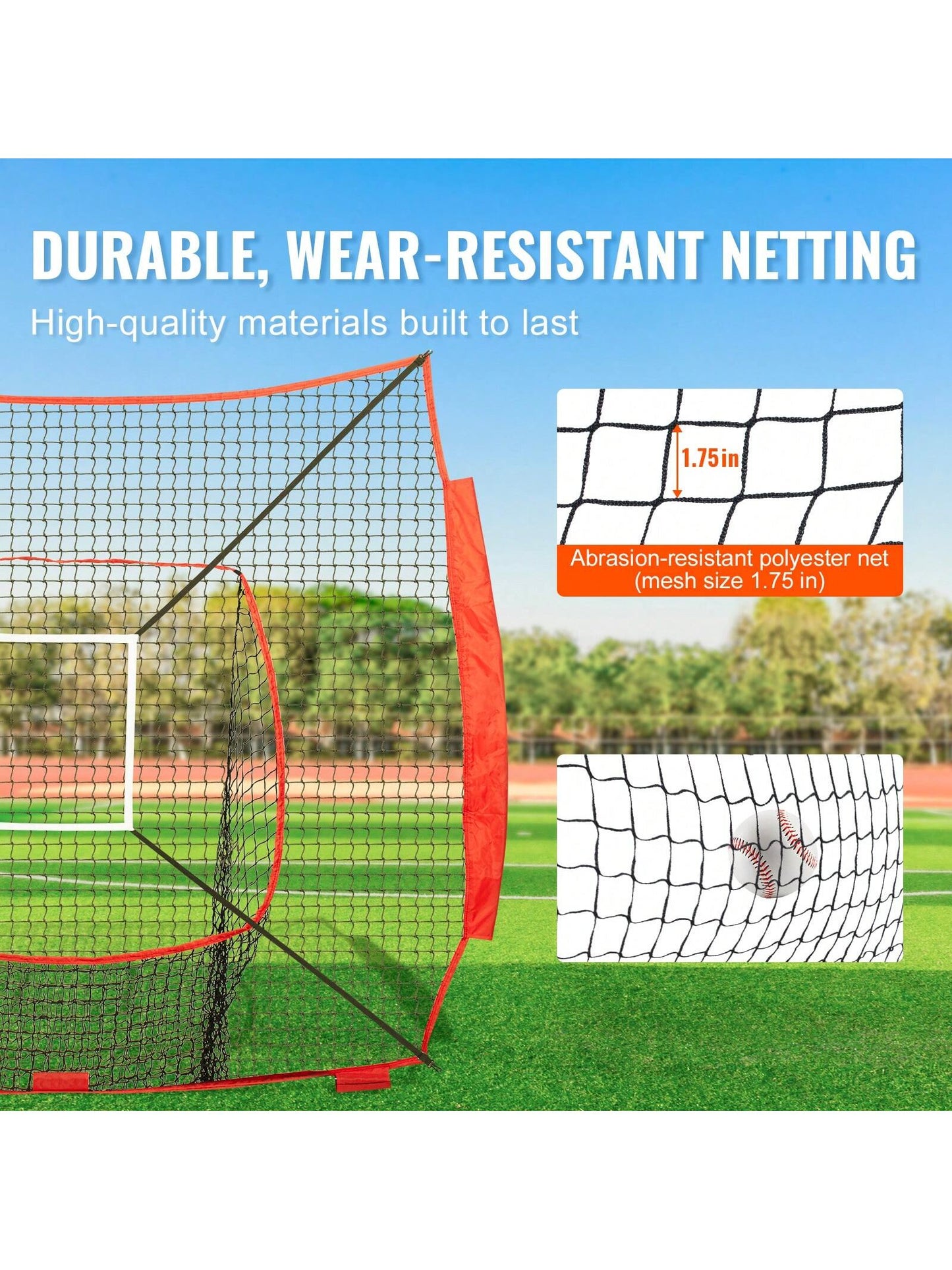 7x7 Ft Baseball Softball Practice Net, Portable Baseball Training Net For Hitting Batting Catching Pitching, Backstop Baseball Equipment Training Aids With Strike Zone, Net Only