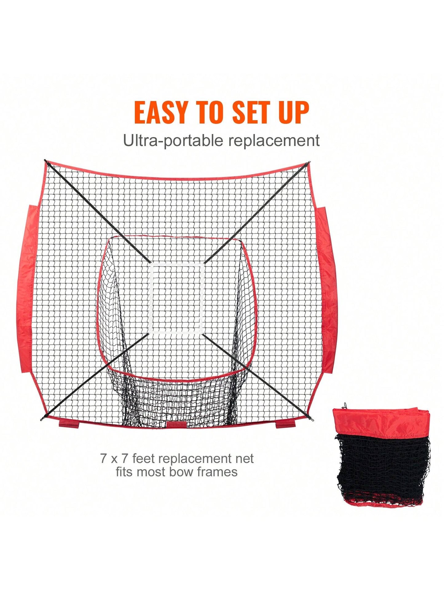 7x7 Ft Baseball Softball Practice Net, Portable Baseball Training Net For Hitting Batting Catching Pitching, Backstop Baseball Equipment Training Aids With Strike Zone, Net Only