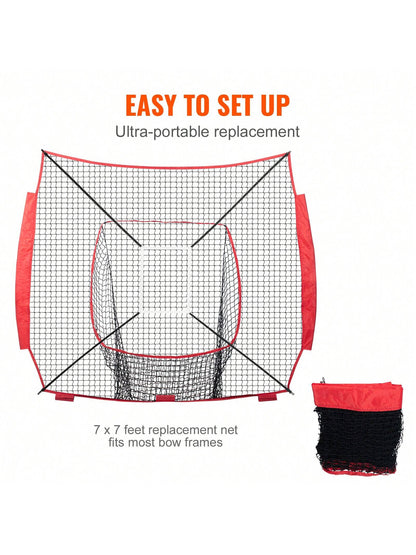 7x7 Ft Baseball Softball Practice Net, Portable Baseball Training Net For Hitting Batting Catching Pitching, Backstop Baseball Equipment Training Aids With Strike Zone, Net Only