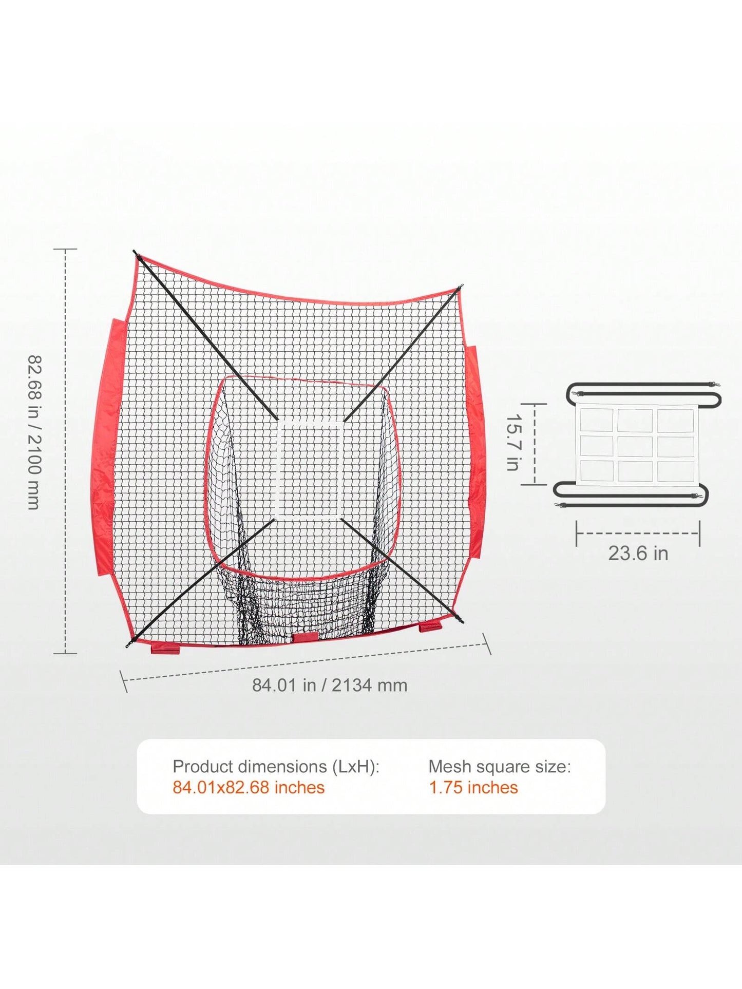 7x7 Ft Baseball Softball Practice Net, Portable Baseball Training Net For Hitting Batting Catching Pitching, Backstop Baseball Equipment Training Aids With Strike Zone, Net Only