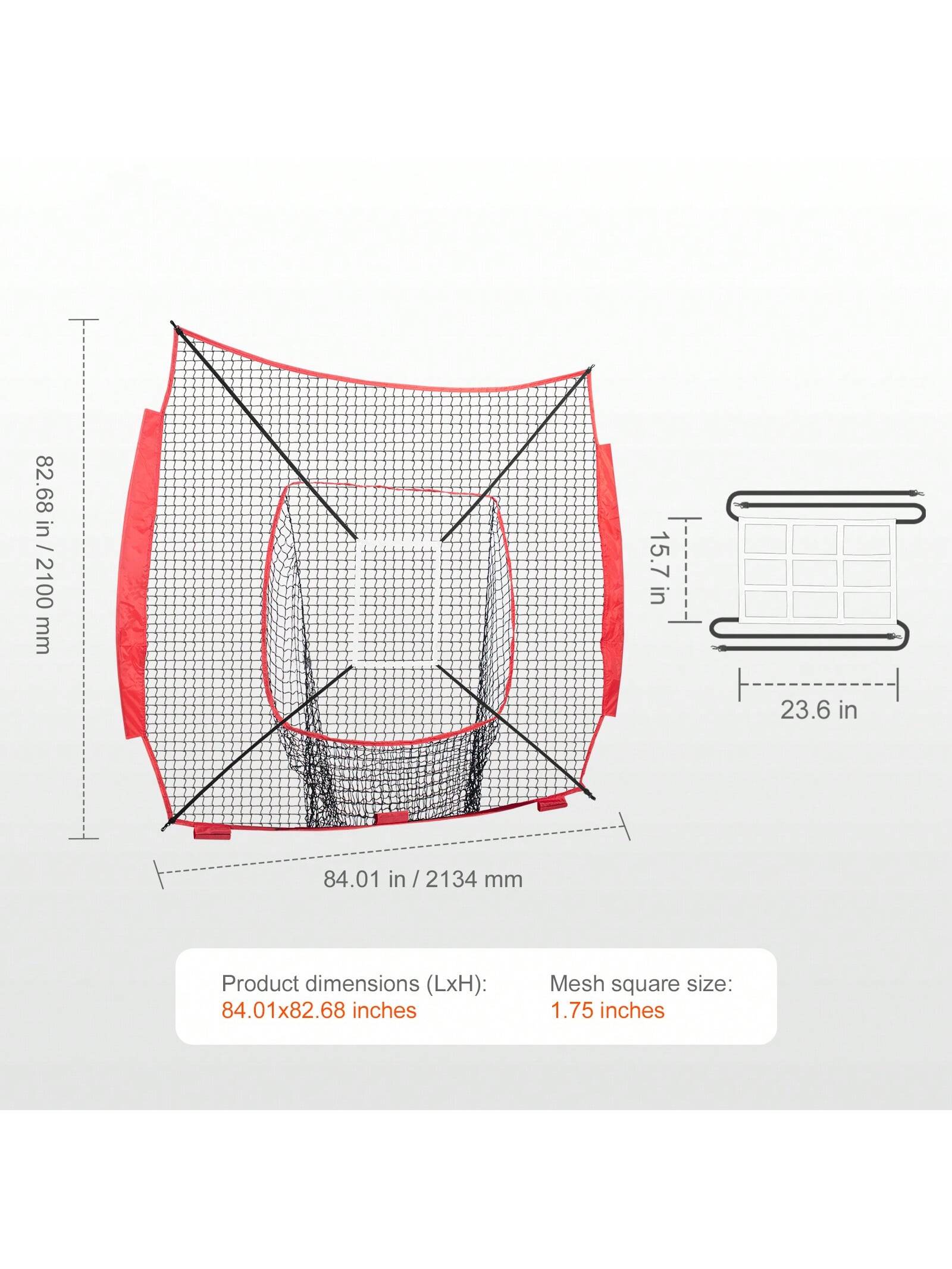 7x7 Ft Baseball Softball Practice Net, Portable Baseball Training Net For Hitting Batting Catching Pitching, Backstop Baseball Equipment Training Aids With Strike Zone, Net Only