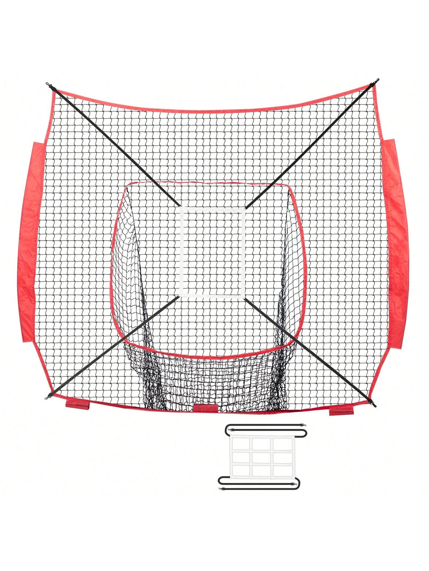 7x7 Ft Baseball Softball Practice Net, Portable Baseball Training Net For Hitting Batting Catching Pitching, Backstop Baseball Equipment Training Aids With Strike Zone, Net Only