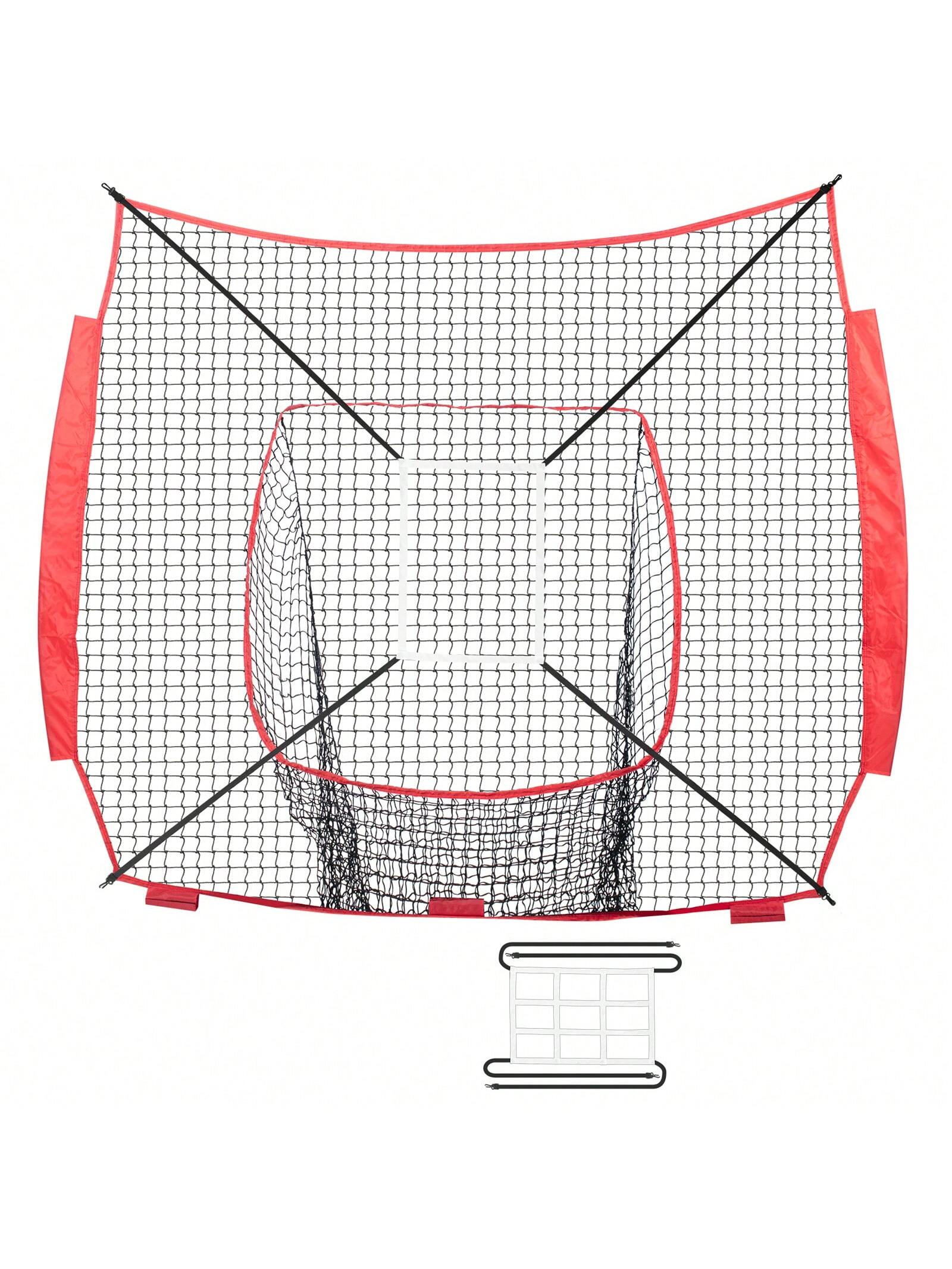 7x7 Ft Baseball Softball Practice Net, Portable Baseball Training Net For Hitting Batting Catching Pitching, Backstop Baseball Equipment Training Aids With Strike Zone, Net Only