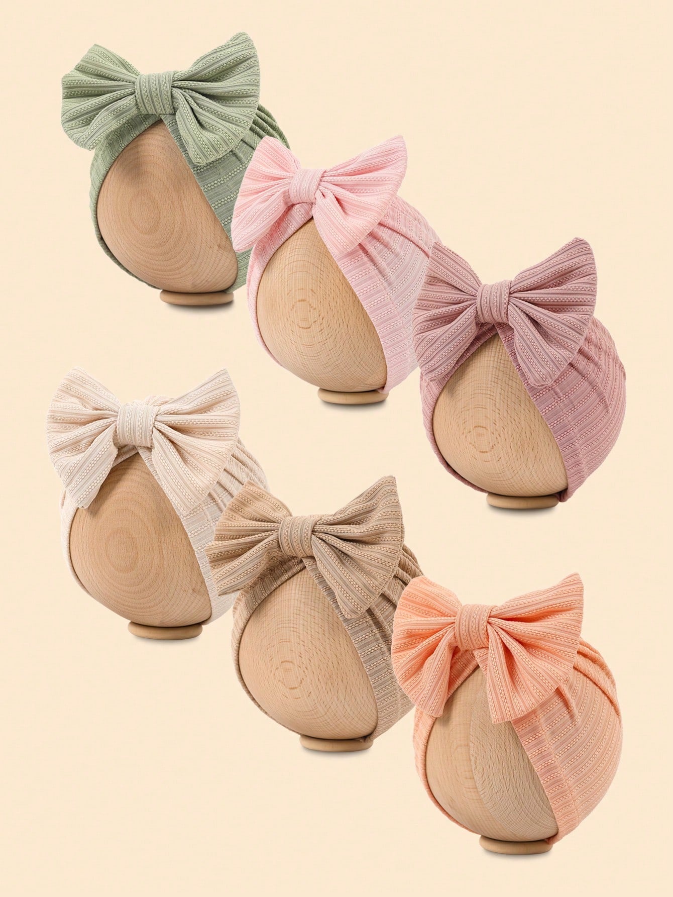 8 Colors Spring And Autumn Style Embroidered Headband Hat With Bow Decoration For 1-12 Months Old Babies, Newborn Baby Girl And Baby Boy Clothes Knitted Hand Sewn Stretch Fabric, Bow Hair Accessories