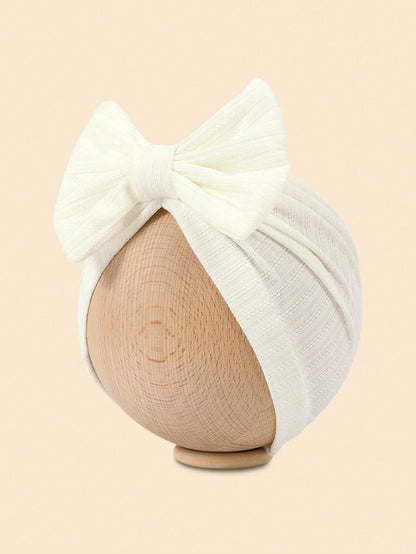 8 Colors Spring And Autumn Style Embroidered Headband Hat With Bow Decoration For 1-12 Months Old Babies, Newborn Baby Girl And Baby Boy Clothes Knitted Hand Sewn Stretch Fabric, Bow Hair Accessories