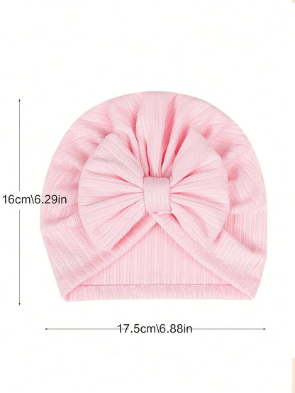 8 Colors Spring And Autumn Style Embroidered Headband Hat With Bow Decoration For 1-12 Months Old Babies, Newborn Baby Girl And Baby Boy Clothes Knitted Hand Sewn Stretch Fabric, Bow Hair Accessories