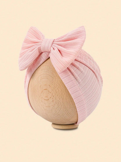8 Colors Spring And Autumn Style Embroidered Headband Hat With Bow Decoration For 1-12 Months Old Babies, Newborn Baby Girl And Baby Boy Clothes Knitted Hand Sewn Stretch Fabric, Bow Hair Accessories