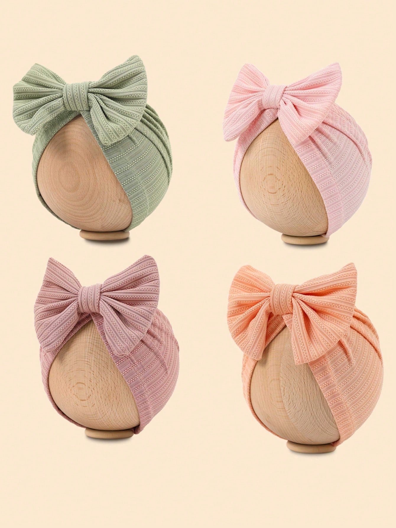 8 Colors Spring And Autumn Style Embroidered Headband Hat With Bow Decoration For 1-12 Months Old Babies, Newborn Baby Girl And Baby Boy Clothes Knitted Hand Sewn Stretch Fabric, Bow Hair Accessories