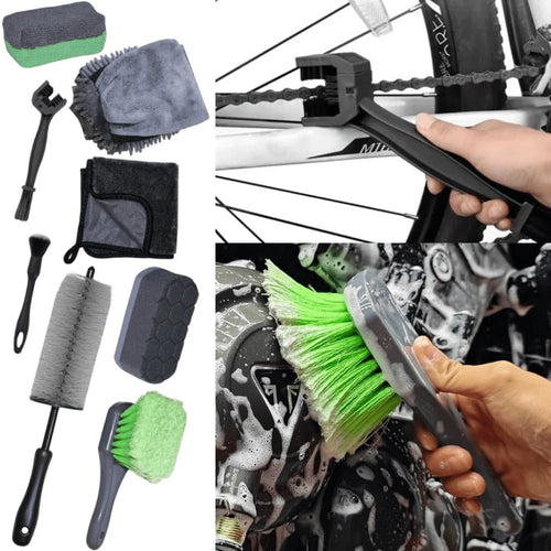8 Pack Motorcycle Cleaning Kit Motorcycle Detailing Kit With Chain/Wheel/Rim/Tire Brush Sponge Wash Mitt Detailing Brush Profional Cleaning Tool For Motorcycle Bike
