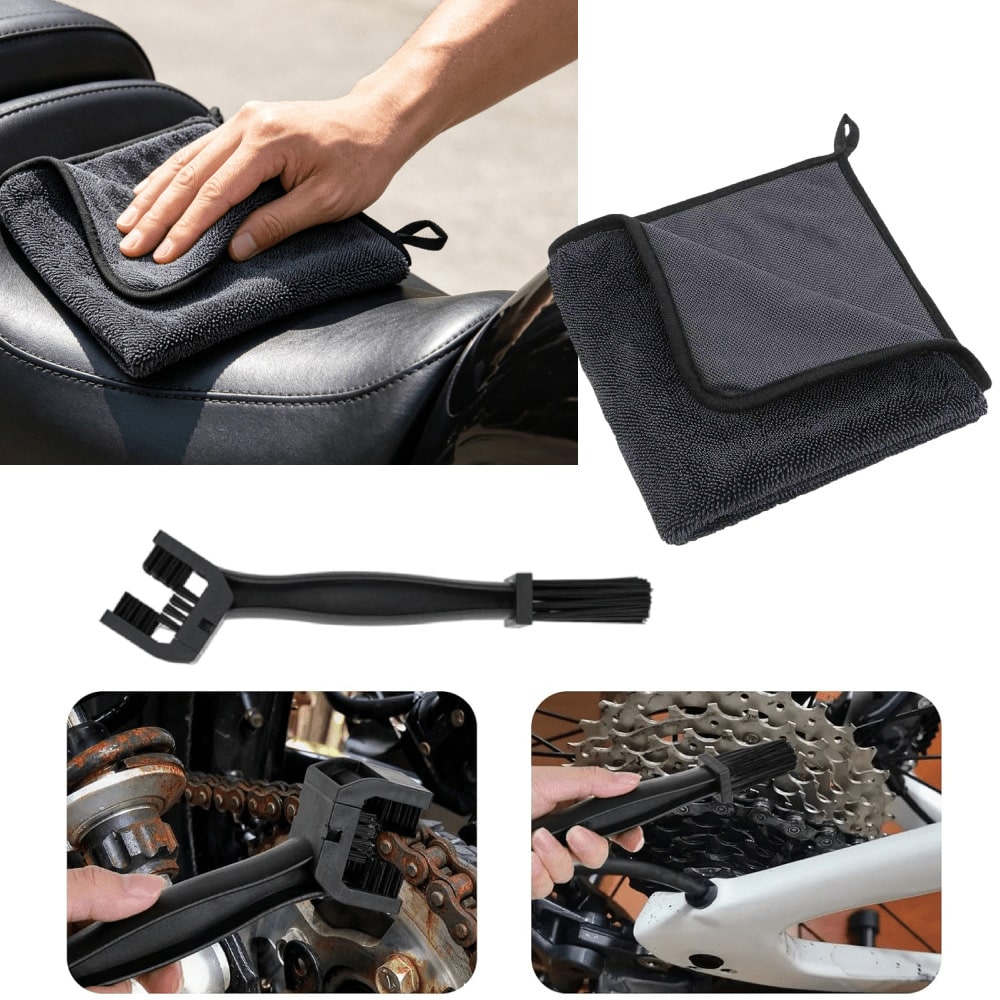 8 Pack Motorcycle Cleaning Kit Motorcycle Detailing Kit With Chain/Wheel/Rim/Tire Brush Sponge Wash Mitt Detailing Brush Profional Cleaning Tool For Motorcycle Bike