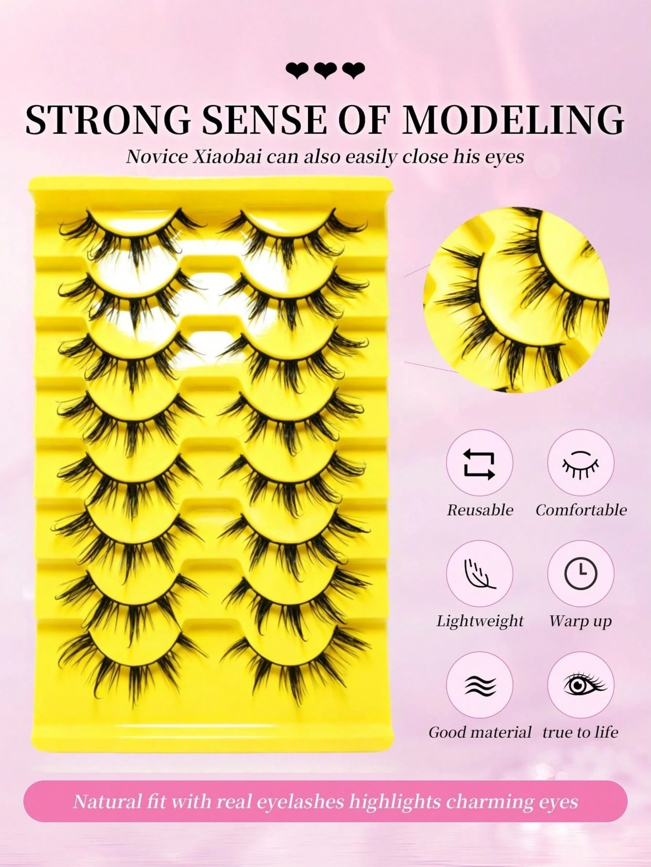 8 Pairs Cartoon Style Natural Long Cosplay Makeup Criss-Cross Big Eyes Lashes Cat Eye False Eyelashes Pointed Thick False Lashes, Suitable For Festivals, Celebrations, Parties, Reusable, Lengthening