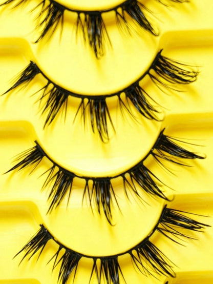8 Pairs Cartoon Style Natural Long Cosplay Makeup Criss-Cross Big Eyes Lashes Cat Eye False Eyelashes Pointed Thick False Lashes, Suitable For Festivals, Celebrations, Parties, Reusable, Lengthening