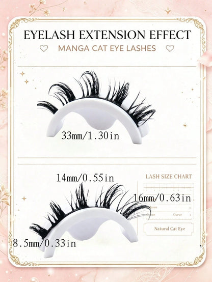 8 Pairs Cartoon Style Natural Long Cosplay Makeup Criss-Cross Big Eyes Lashes Cat Eye False Eyelashes Pointed Thick False Lashes, Suitable For Festivals, Celebrations, Parties, Reusable, Lengthening