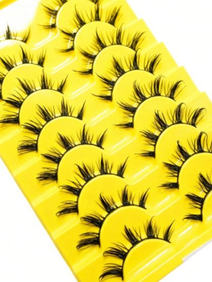 8 Pairs Cartoon Style Natural Long Cosplay Makeup Criss-Cross Big Eyes Lashes Cat Eye False Eyelashes Pointed Thick False Lashes, Suitable For Festivals, Celebrations, Parties, Reusable, Lengthening
