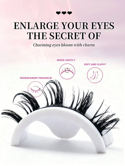 8 Pairs Cartoon Style Natural Long Cosplay Makeup Criss-Cross Big Eyes Lashes Cat Eye False Eyelashes Pointed Thick False Lashes, Suitable For Festivals, Celebrations, Parties, Reusable, Lengthening