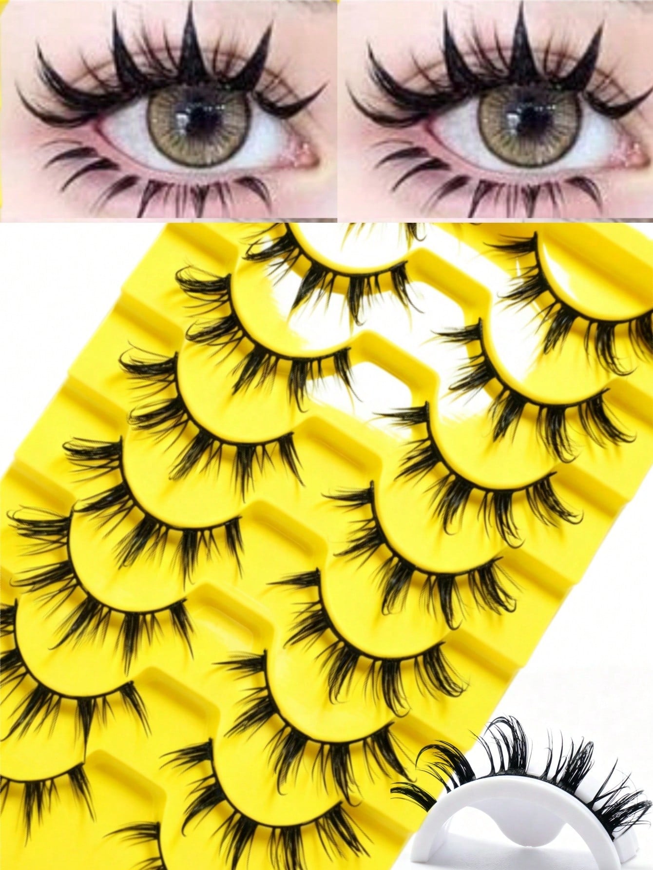 8 Pairs Cartoon Style Natural Long Cosplay Makeup Criss-Cross Big Eyes Lashes Cat Eye False Eyelashes Pointed Thick False Lashes, Suitable For Festivals, Celebrations, Parties, Reusable, Lengthening