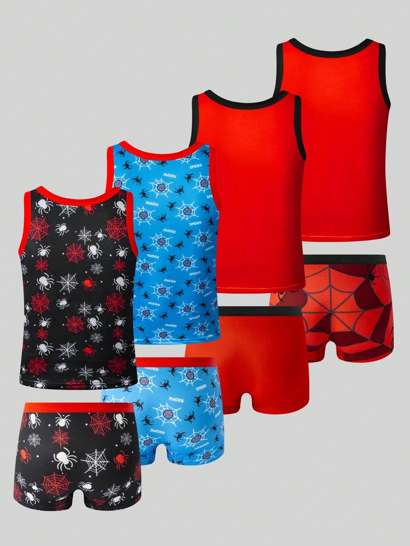 8-Piece Boys Toddler Underwear Set,Action Hero Comic Graphic Undershirts & Boxer Briefs,Skin-Friendly Smooth Material,Summer Casual Clothing Pack