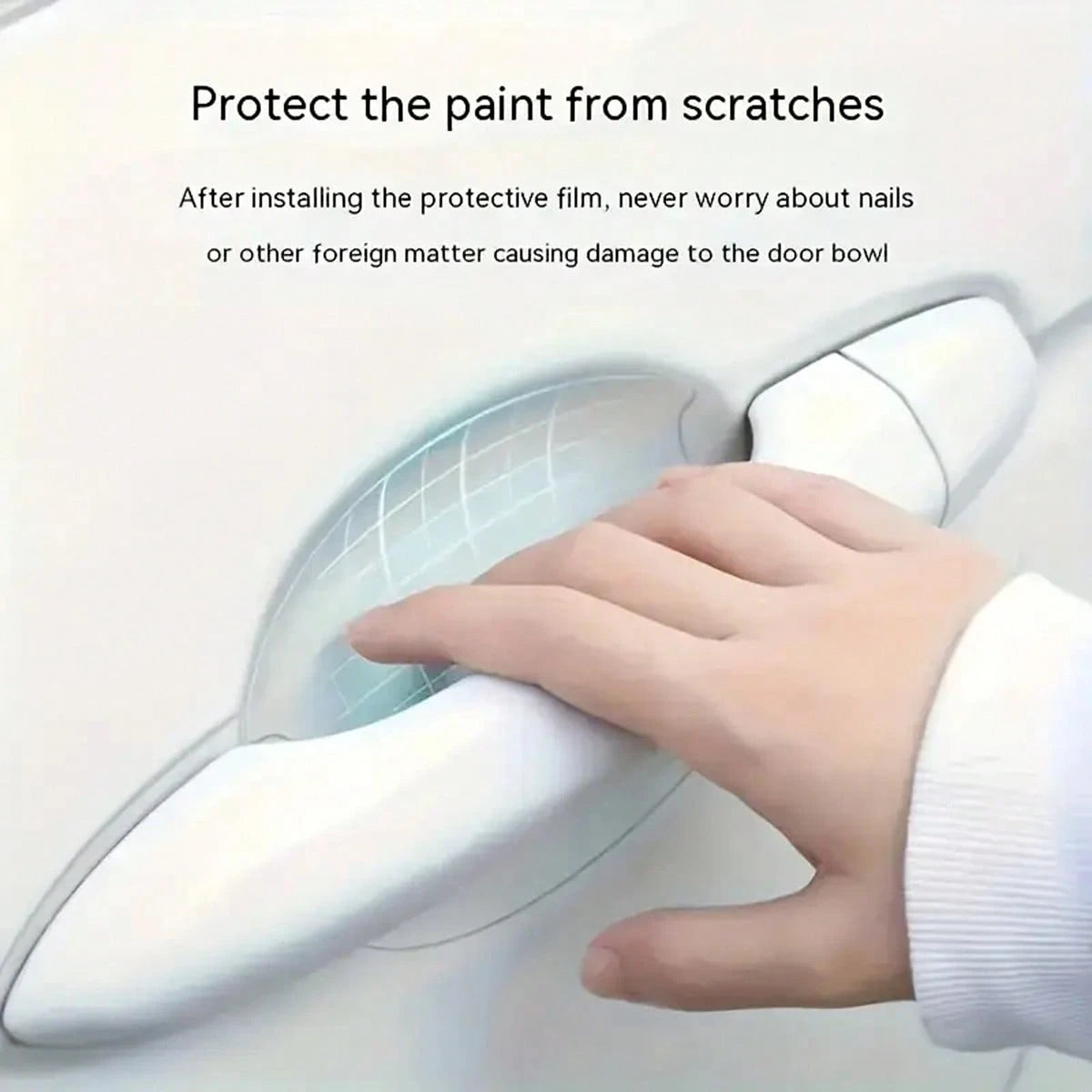 8 Piece Universal Car Door Handle Protector, Clear Scratch Resistant, Plastic Material, Universal Clear Paint Protective Film- Easy To Install, Waterproof Trim For Most Car Models