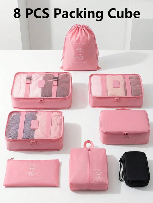 8 Set Packing Cubes& Travel Cable Organizer Pouch Set Packing Organizer Travel Accessories Durable Essentials Bags Set Cable Organizer Pouch Electronic Accessories Carry Case Portable Waterproof Stora