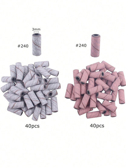 80pcs Pink Sanding Bands For Nail Drill, Upgrade Design Small Nail Sanding Files For 3mm Mandrel Bits, 240 Grits For Acrylic Nails Gel Removing Shaping, Manicure Nail Salon Use