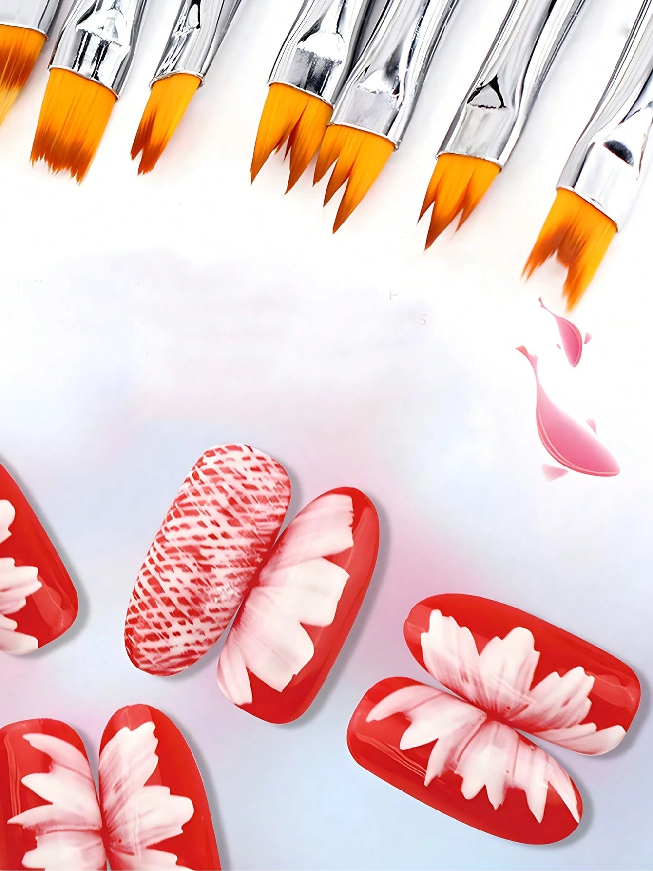 8Pcs Acrylic Nail Brush Flower Drawing Pen Nail Painting Brush Gradient Design Wood Handle Manicure Nail Art Polish Pen Tool