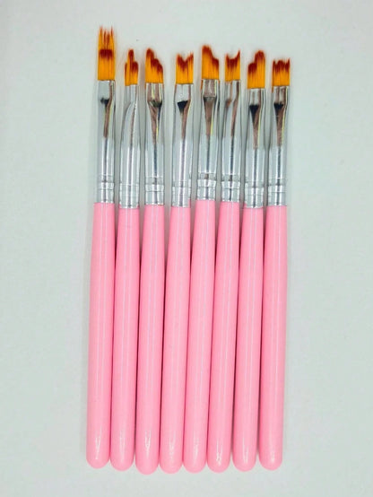 8Pcs Acrylic Nail Brush Flower Drawing Pen Nail Painting Brush Gradient Design Wood Handle Manicure Nail Art Polish Pen Tool