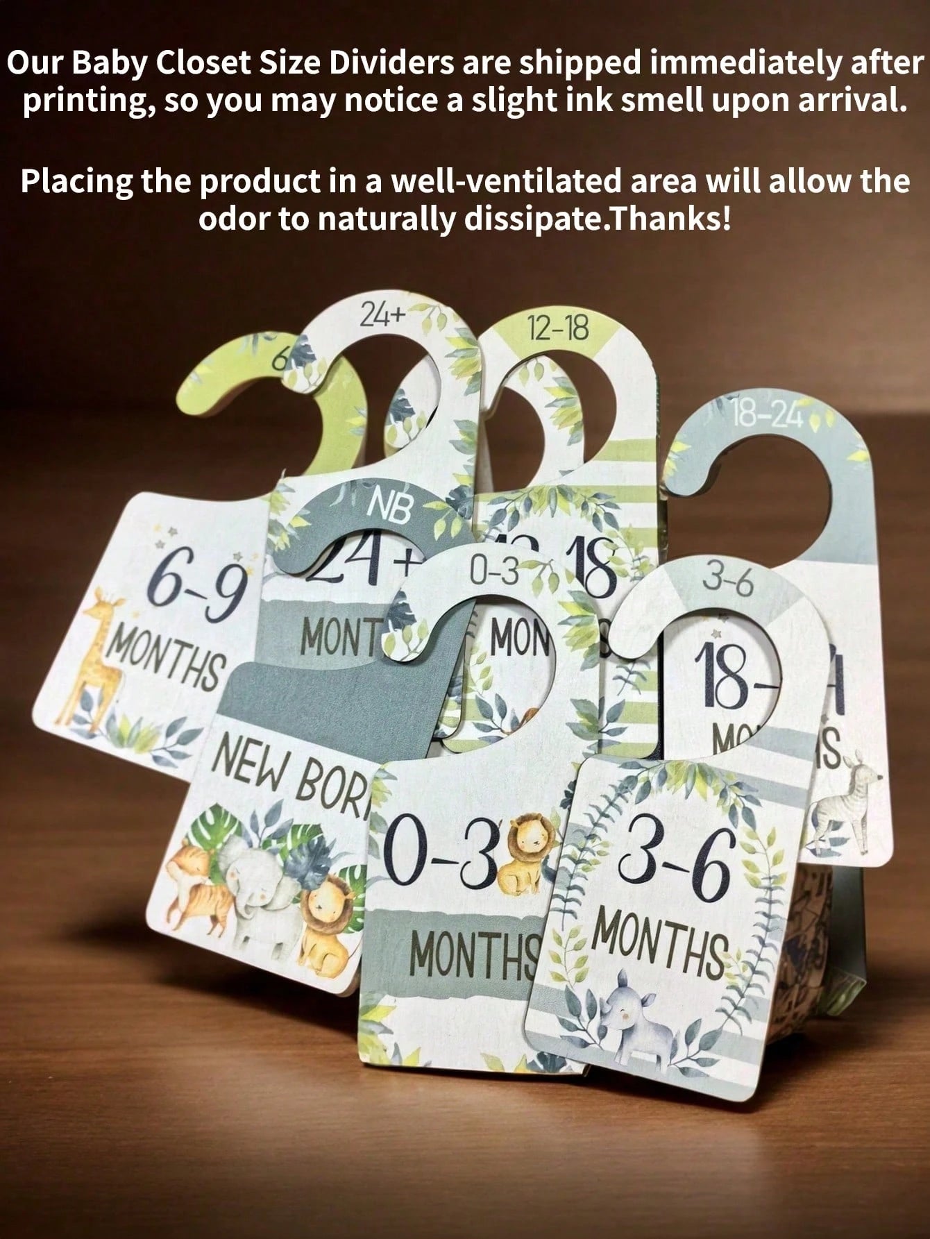 8pcs Baby Closet Dividers, Single-Sided Printed Animal Pattern Hanging Wooden Baby Wardrobe Storage Rack, Suitable For Newborns To 24 Months, Thick Baby Clothes Organizer, Newborn Gift