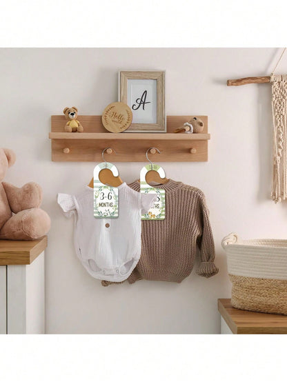 8pcs Baby Closet Dividers, Single-Sided Printed Animal Pattern Hanging Wooden Baby Wardrobe Storage Rack, Suitable For Newborns To 24 Months, Thick Baby Clothes Organizer, Newborn Gift