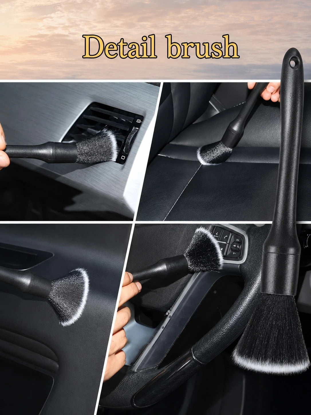 8pcs Car Detailing Cleaning Brush Set, Soft Bristle Interior Dusting Brush, Multi-Gap Detail Cleaning Tool, Suitable For Car Air Vents, Seats, Wheel Nuts And Car Emblems, Universal Car Care Set
